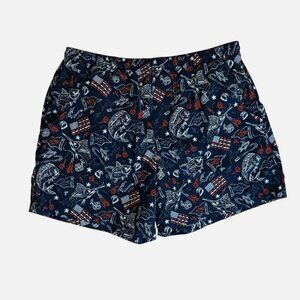 Columbia Mens Large Patriotic Fishing USA Lined Drawstring Swimming Trunk Shorts
